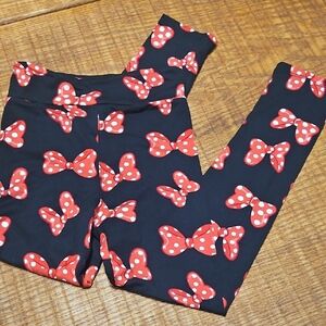 Playful Red Bow Kids Leggings Disney Minnie Bow Size XL